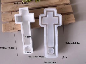 Molde silicona porta velas cruz 